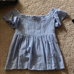 American Eagle Blue Off The Shoulder Blouse